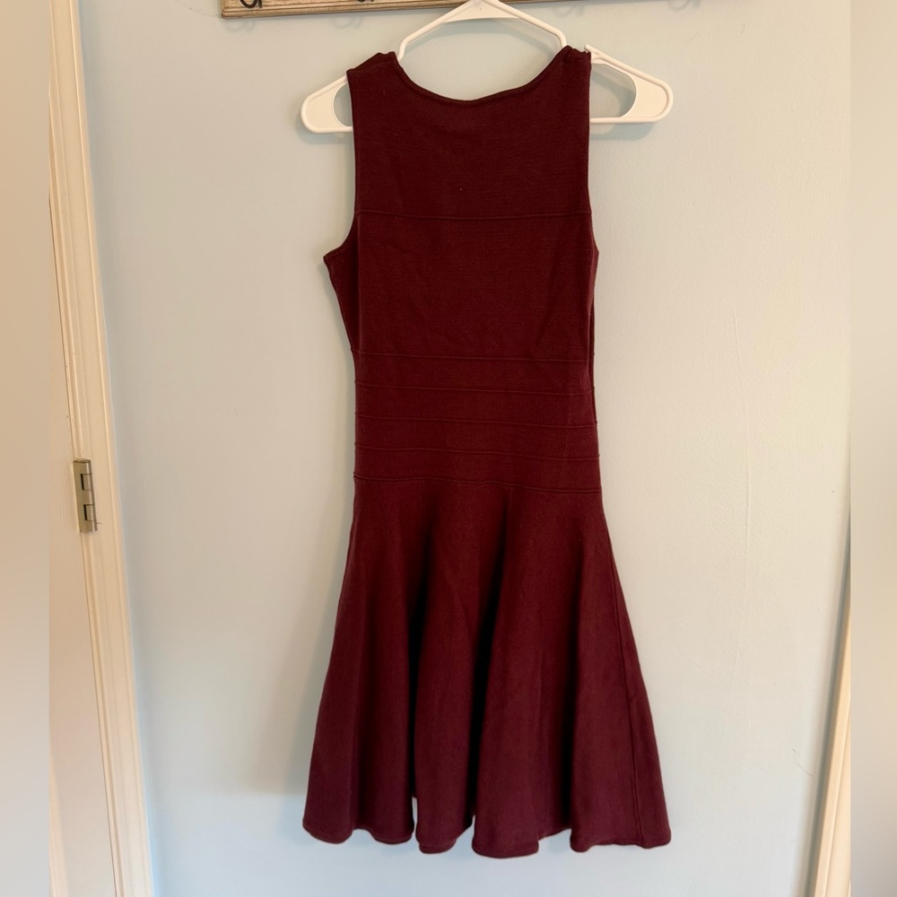 Eva Mendes NY & CO Maroon Fit Flare Sweater Dress XS